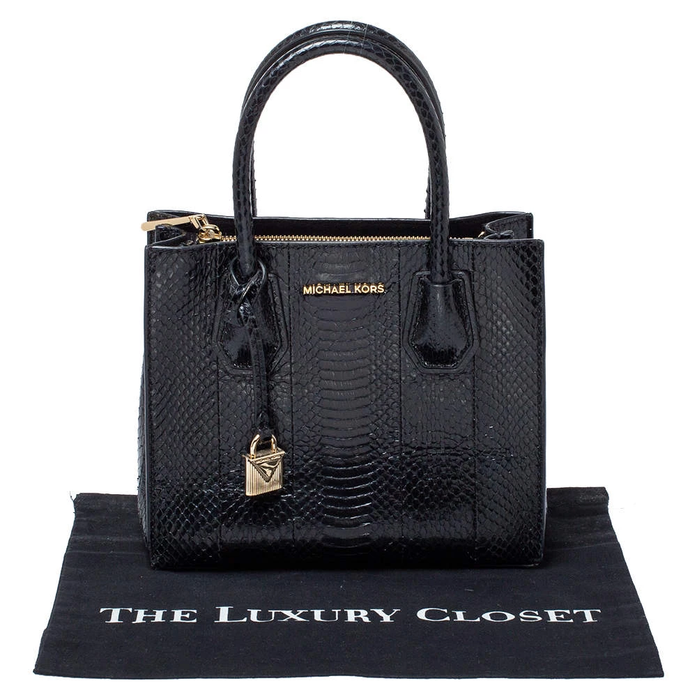Michael Kors Black Snakeskin Small Mercer Tote For Women - Image 10