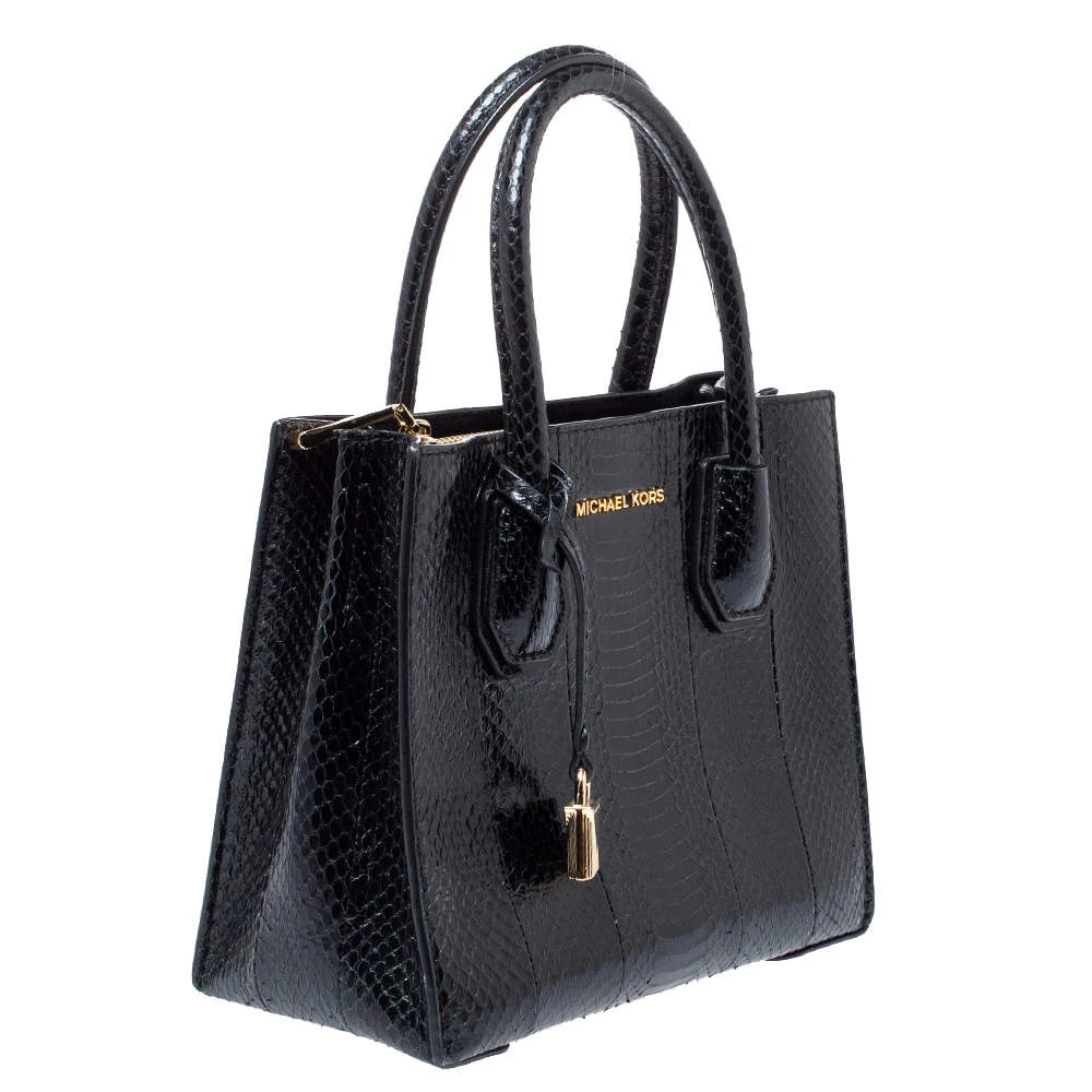 Michael Kors Black Snakeskin Small Mercer Tote For Women - Image 3