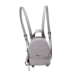 Michael Kors Grey Perforated Leather Mini Rhea Backpack For Women