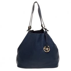 Michael Kors Navy Blue Leather Large Colgate Grab Shoulder Bag For Women