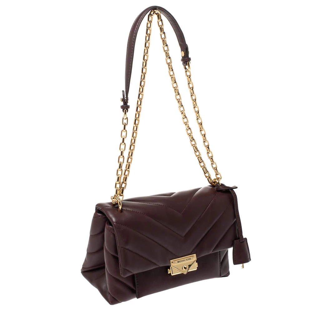 Michael Kors Burgundy Leather Medium Cece Shoulder Bag For Women - Image 3