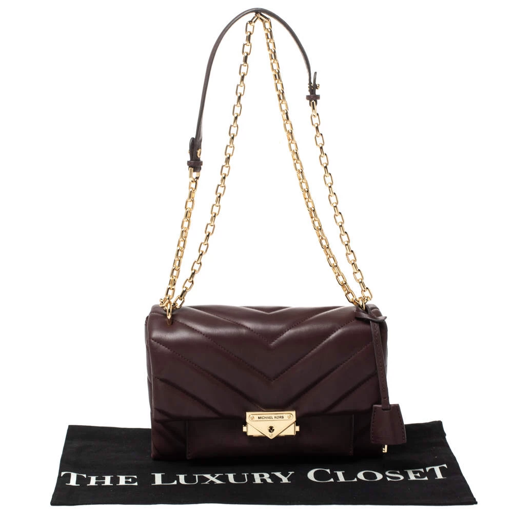 Michael Kors Burgundy Leather Medium Cece Shoulder Bag For Women - Image 9