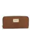 Michael Kors Brown Leather Jet Set Zip Around Wallet For Women