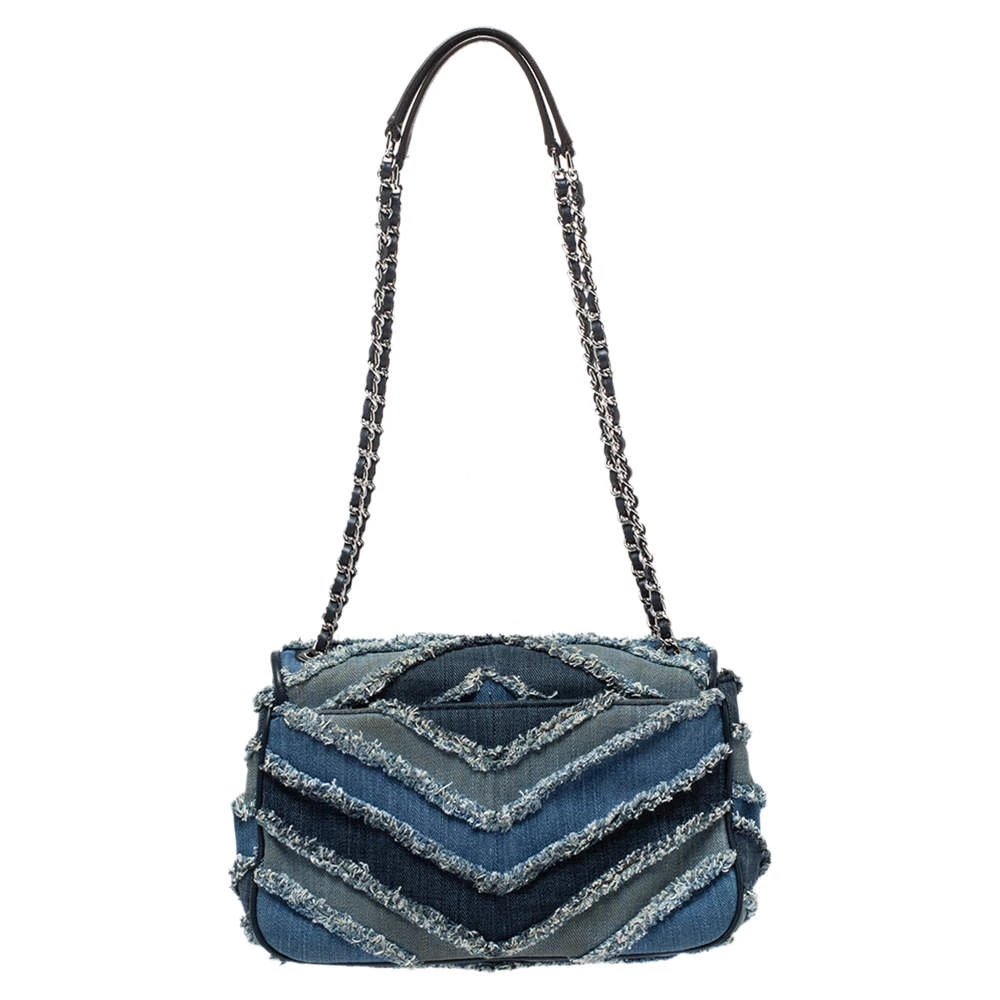 Michael Kors Blue Denim And Leather Vivianne Shoulder Bag For Women - Image 4