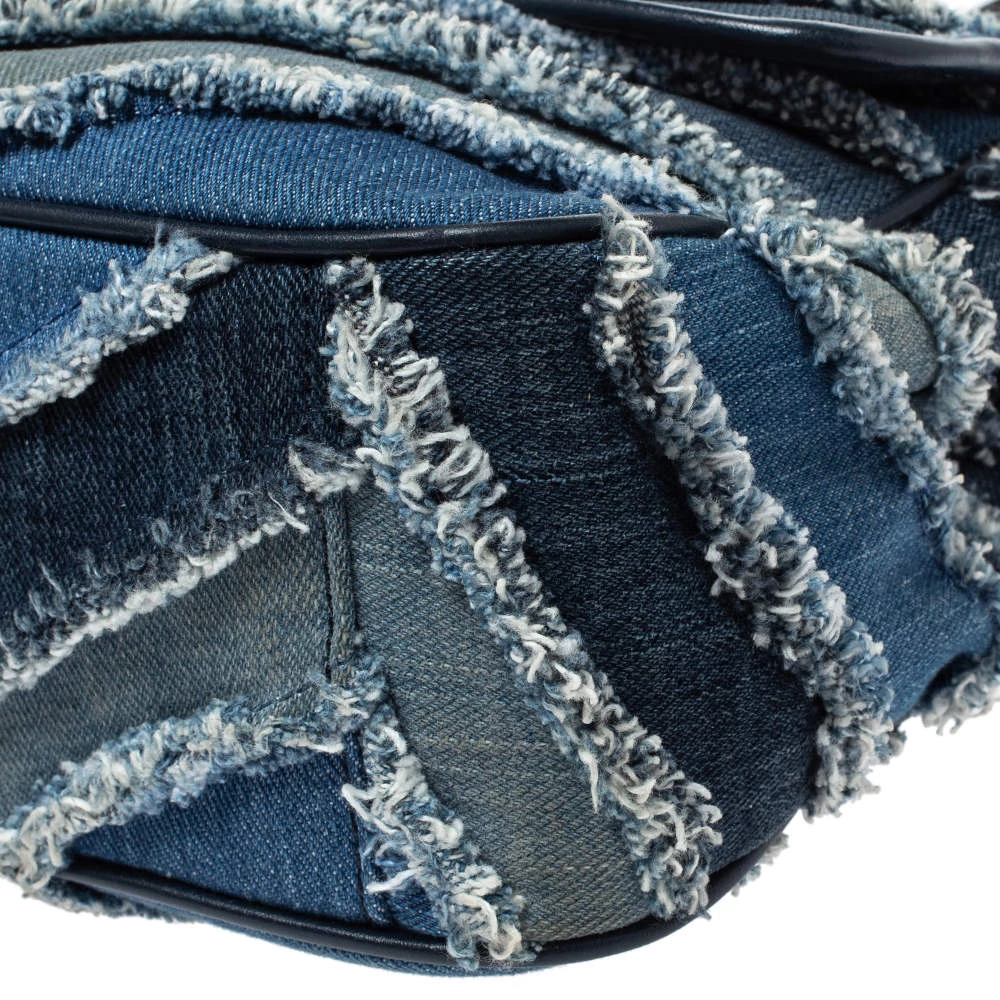 Michael Kors Blue Denim And Leather Vivianne Shoulder Bag For Women - Image 12