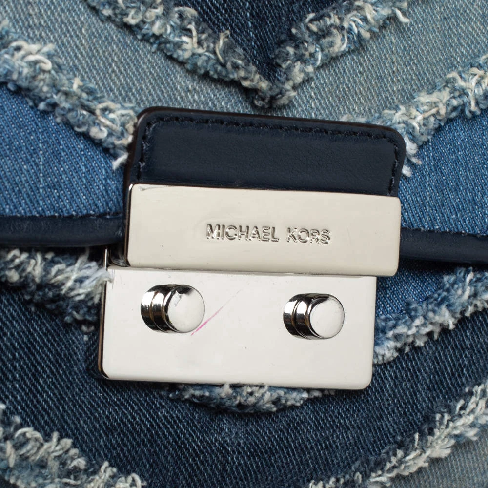 Michael Kors Blue Denim And Leather Vivianne Shoulder Bag For Women - Image 5