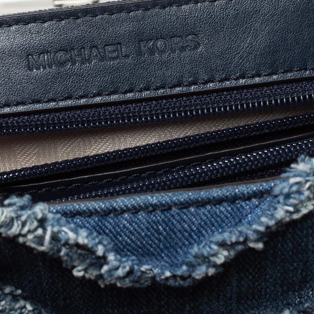 Michael Kors Blue Denim And Leather Vivianne Shoulder Bag For Women - Image 8