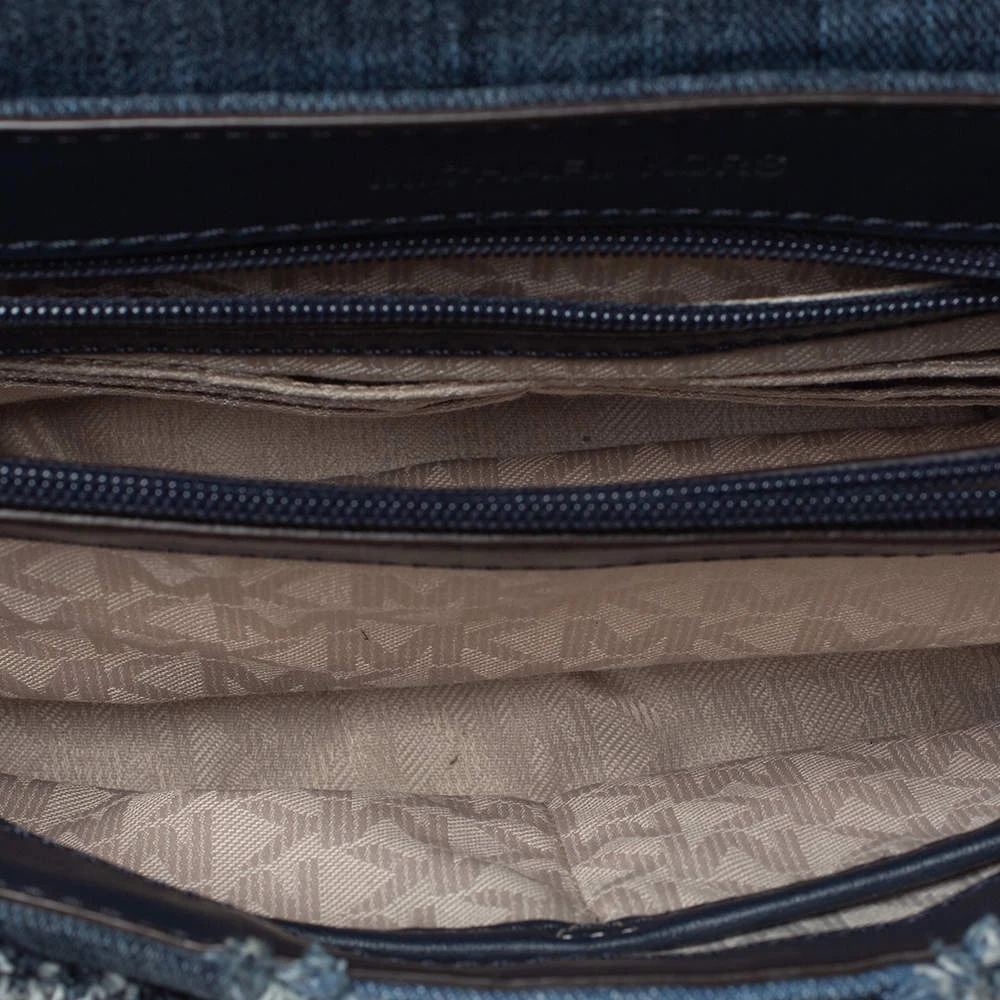 Michael Kors Blue Denim And Leather Vivianne Shoulder Bag For Women - Image 7