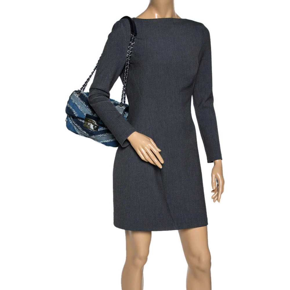 Michael Kors Blue Denim And Leather Vivianne Shoulder Bag For Women - Image 2