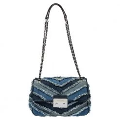 Michael Kors Blue Denim And Leather Vivianne Shoulder Bag For Women