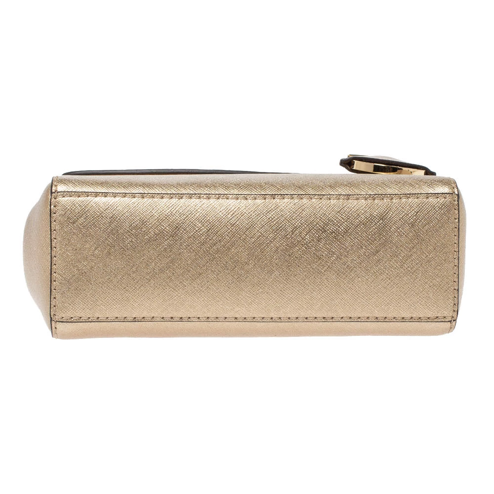 Michael Kors Metallic Gold Leather Mini Ava Top Handle Bag For Women - Image 6