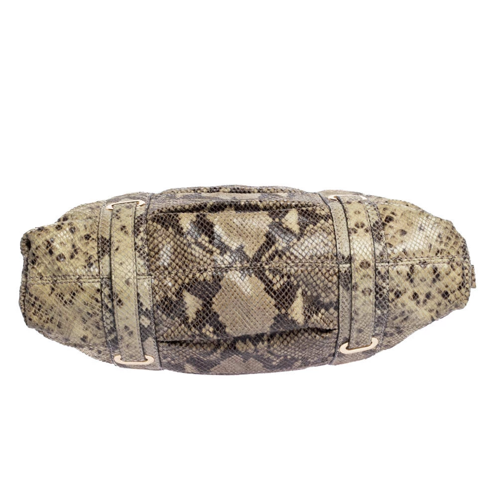 Michael Kors Beige Python Effect Leather Satchel For Women - Image 6