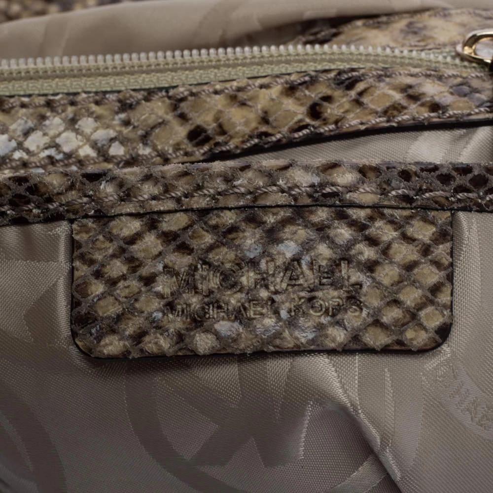 Michael Kors Beige Python Effect Leather Satchel For Women - Image 8