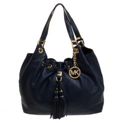 Michael Kors Blue Leather Large Camden Drawstring Shoulder Bag For Women
