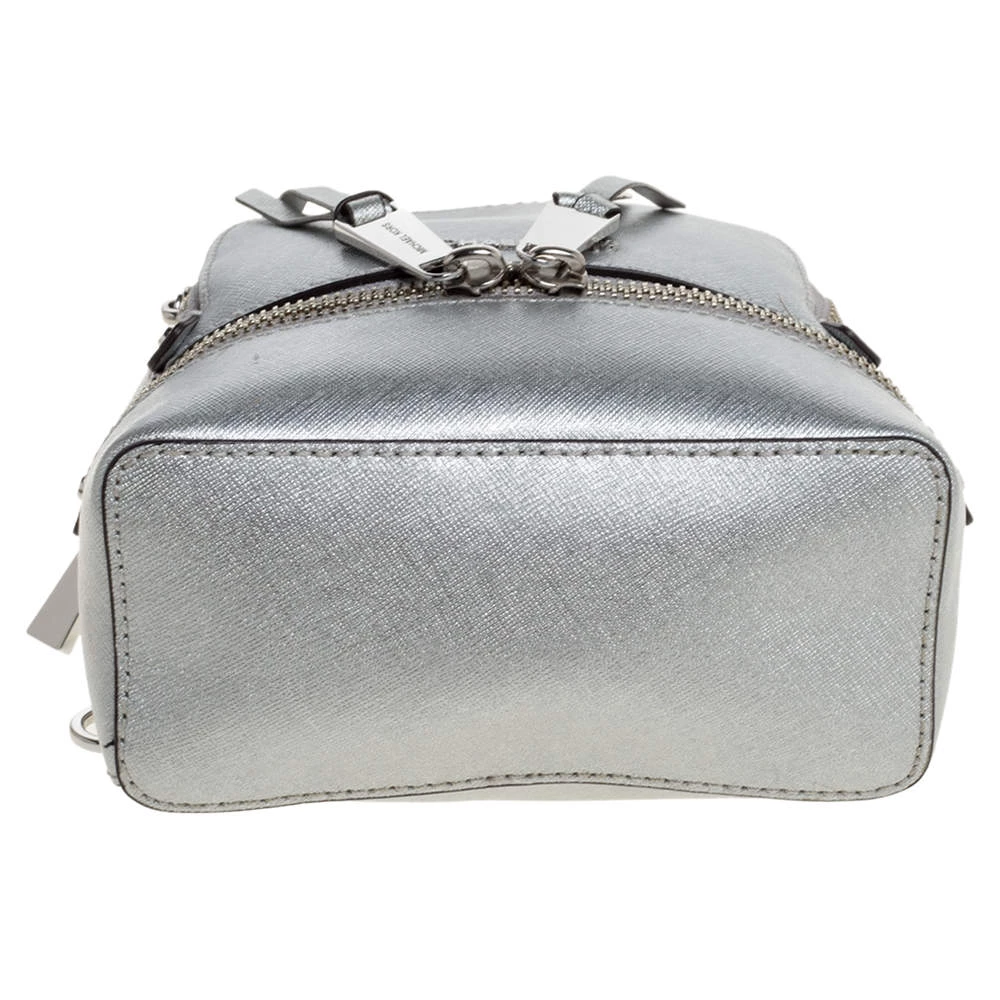 Michael Kors Silver Leather Mini Rhea Backpack For Women - Image 7