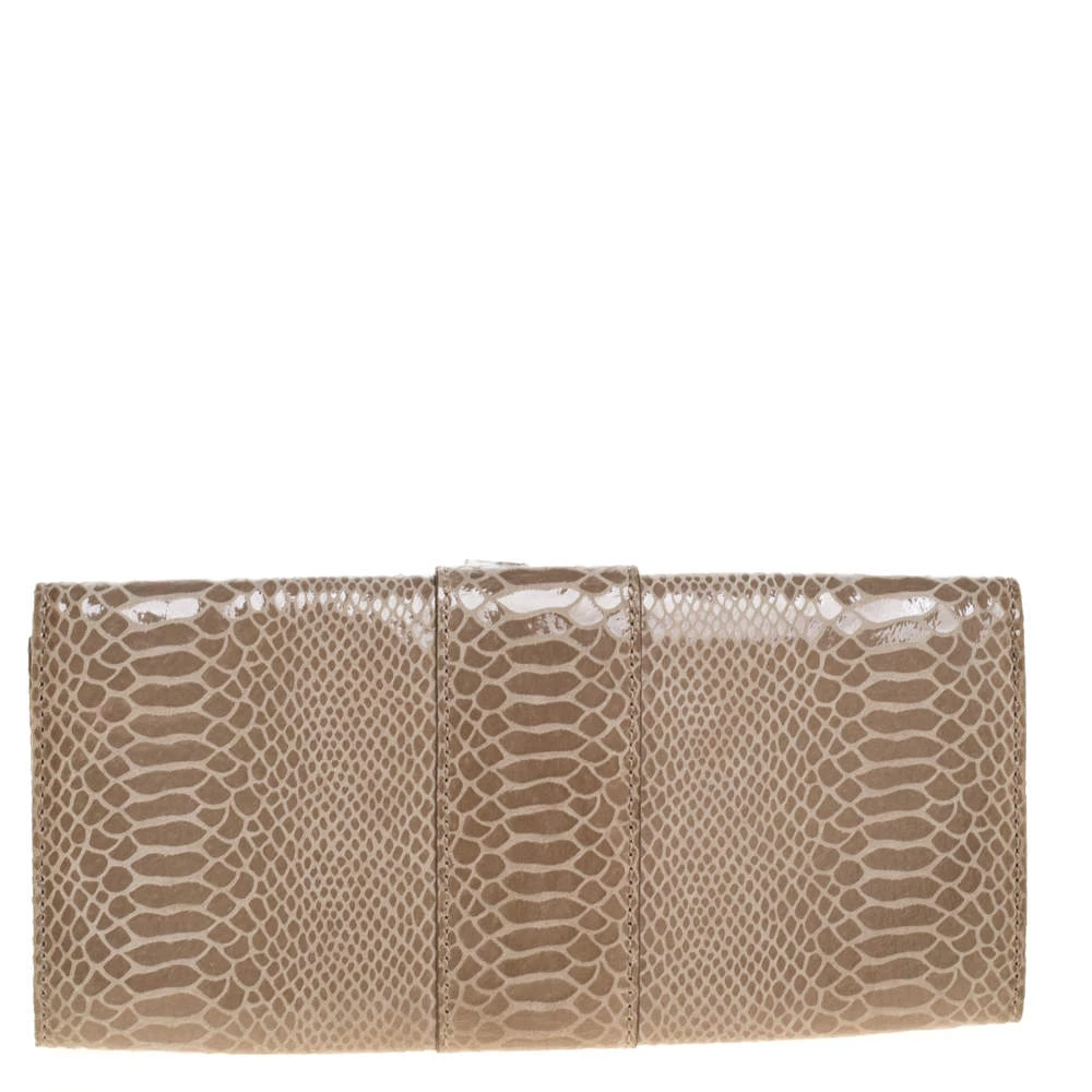 Michael Michael Kors Light Olive Python Effect Leather Sutton Clutch For Women - Image 4