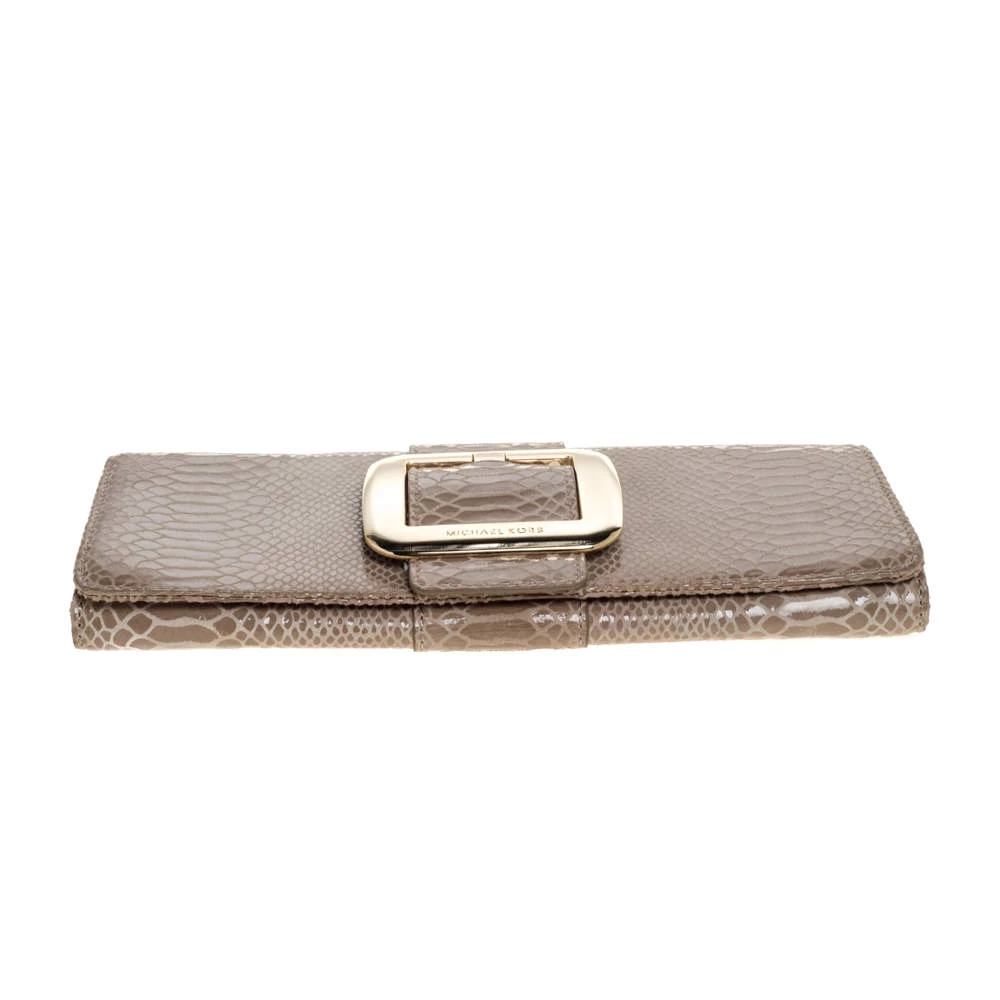 Michael Michael Kors Light Olive Python Effect Leather Sutton Clutch For Women - Image 6