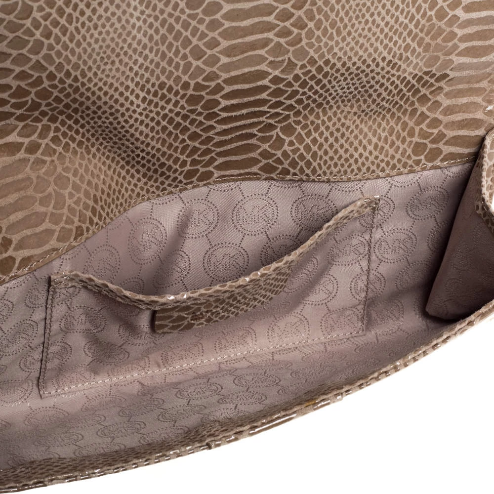 Michael Michael Kors Light Olive Python Effect Leather Sutton Clutch For Women - Image 7