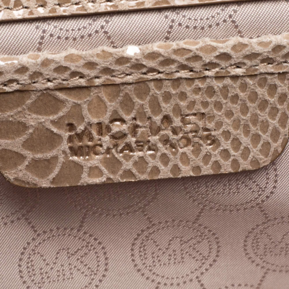 Michael Michael Kors Light Olive Python Effect Leather Sutton Clutch For Women - Image 8