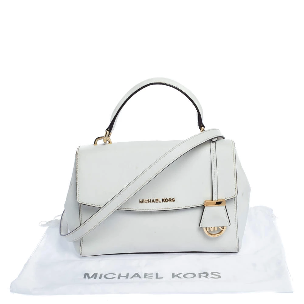 Michael Kors White Leather Small Ava Top Handle Bags For Women - Image 11