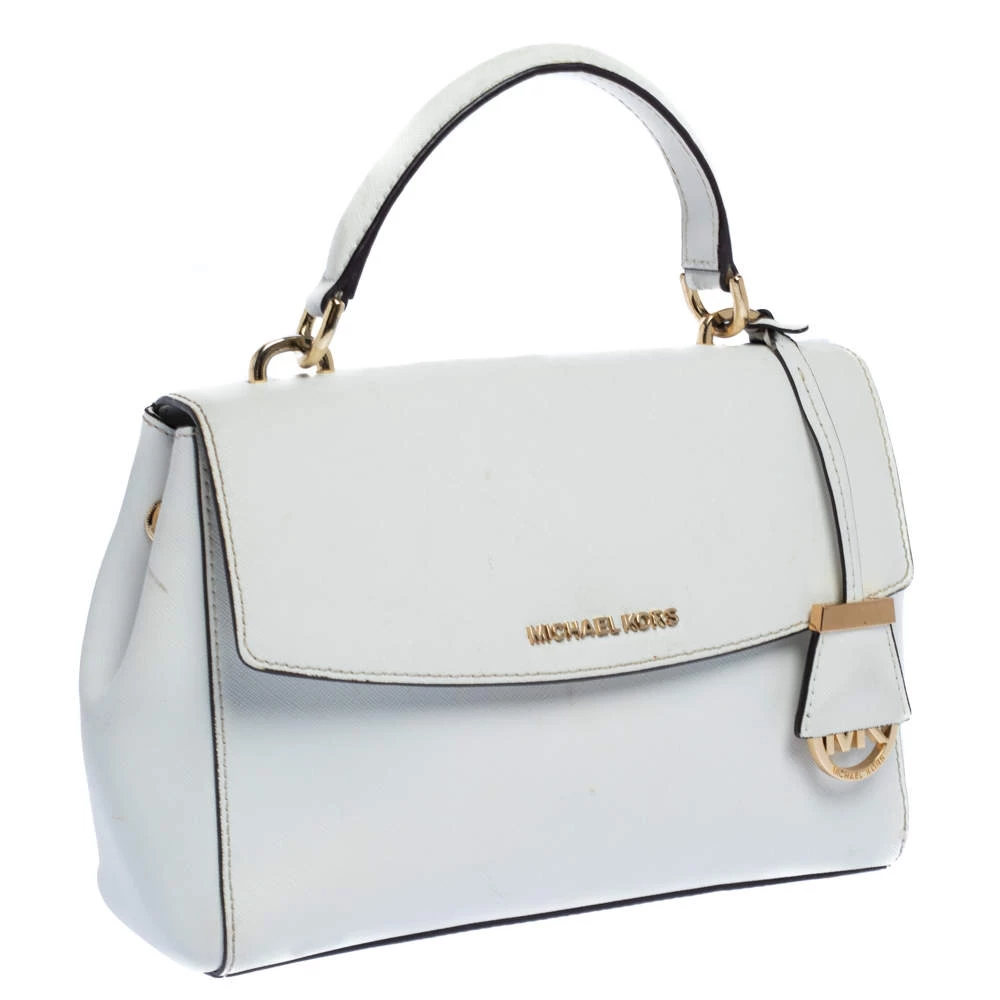 Michael Kors White Leather Small Ava Top Handle Bags For Women - Image 3