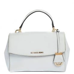 Michael Kors White Leather Small Ava Top Handle Bags For Women