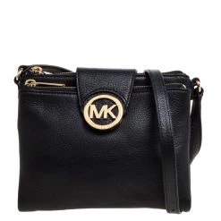 Michael Kors Black Leather Fulton Crossbody Bag For Women
