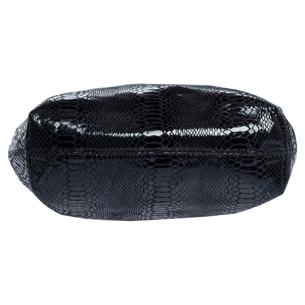 Michael Kors Black Python Effect Patent Leather And Suede Chain Shoulder Bag For Women - Image 6