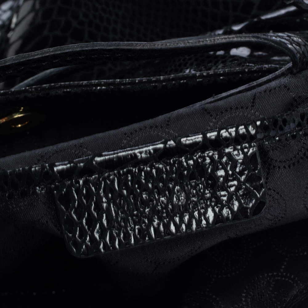 Michael Kors Black Python Effect Patent Leather And Suede Chain Shoulder Bag For Women - Image 8