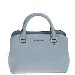 Michael Kors Powder Blue Saffiano Leather Small Savannah Satchel For Women