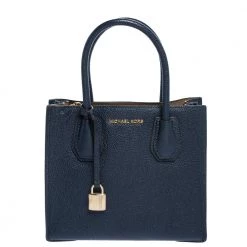Michael Kors Navy Blue Leather Mini Mercer Tote For Women