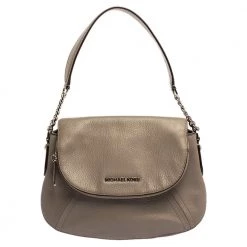 Michael Kors Ash Grey Leather Medium Aria Flap Shoulder Bag For Women