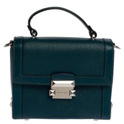 Michael Kors Dark Teal Leather Small Jayne Top Handle Bag For Women