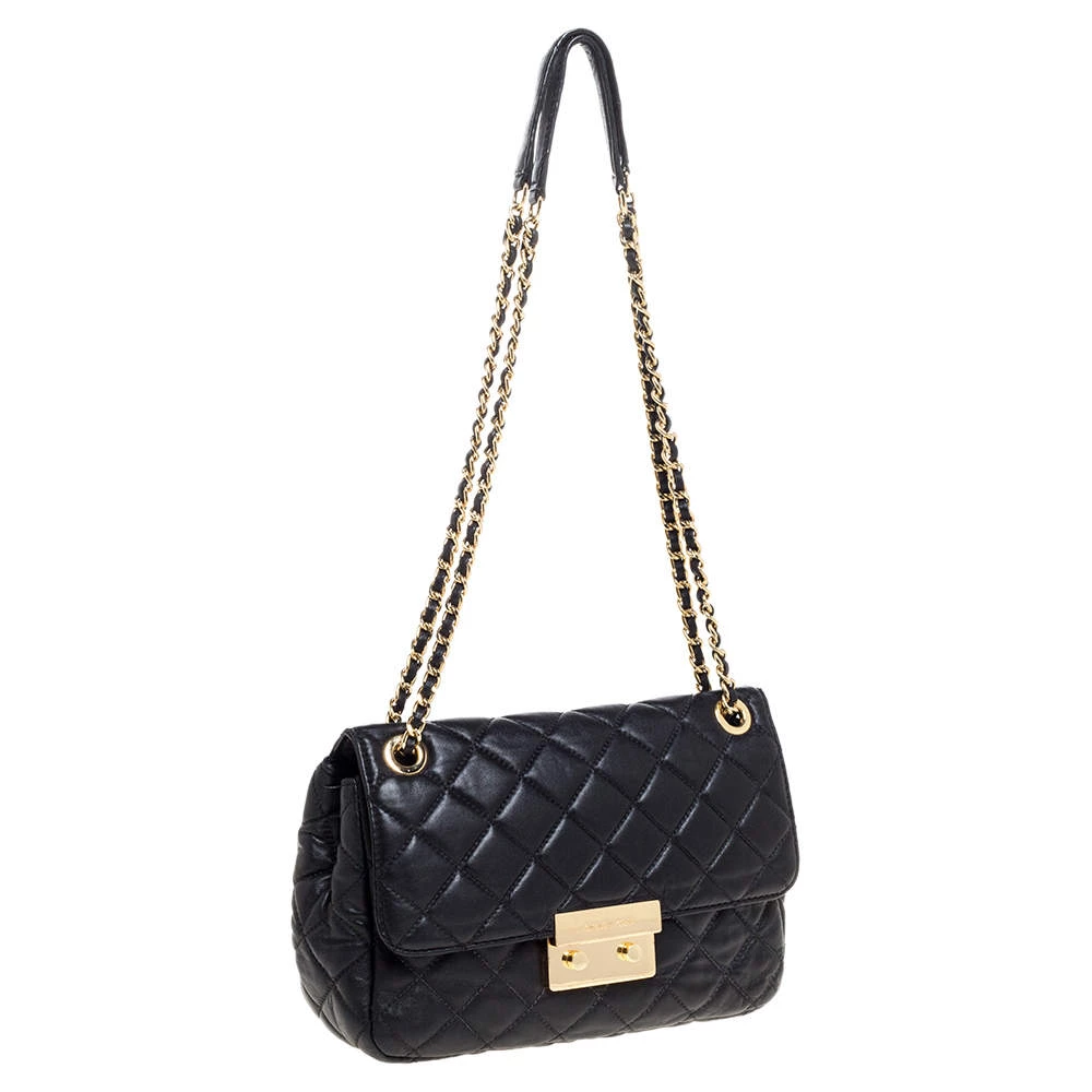 Michael Kors Black Leather Vivianne Shoulder Bag For Women - Image 3