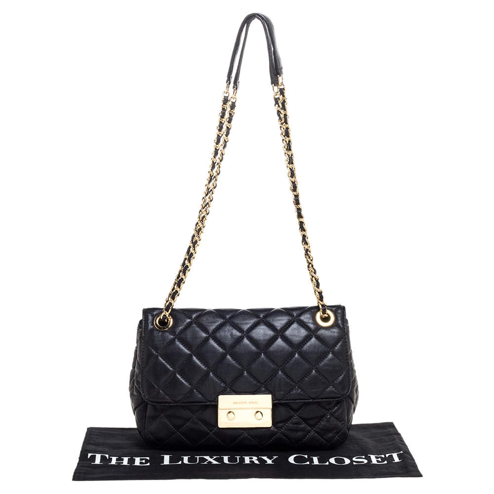Michael Kors Black Leather Vivianne Shoulder Bag For Women - Image 9