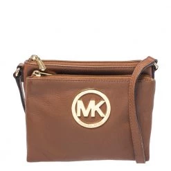 Michael Kors Brown Leather Fulton Crossbody Bag For Women
