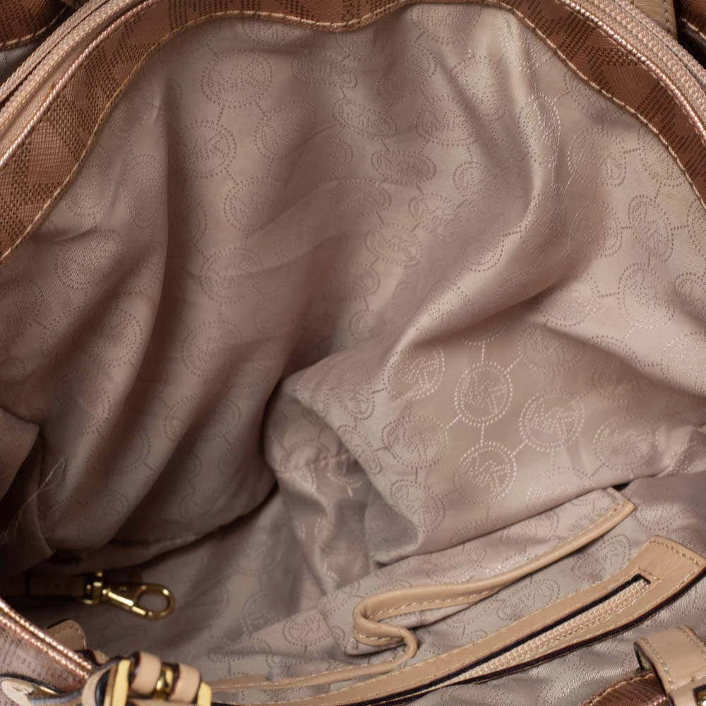 MICHAEL Michael Kors Rose Gold Signature Leather Jet Set East West Tote For Women - Image 7