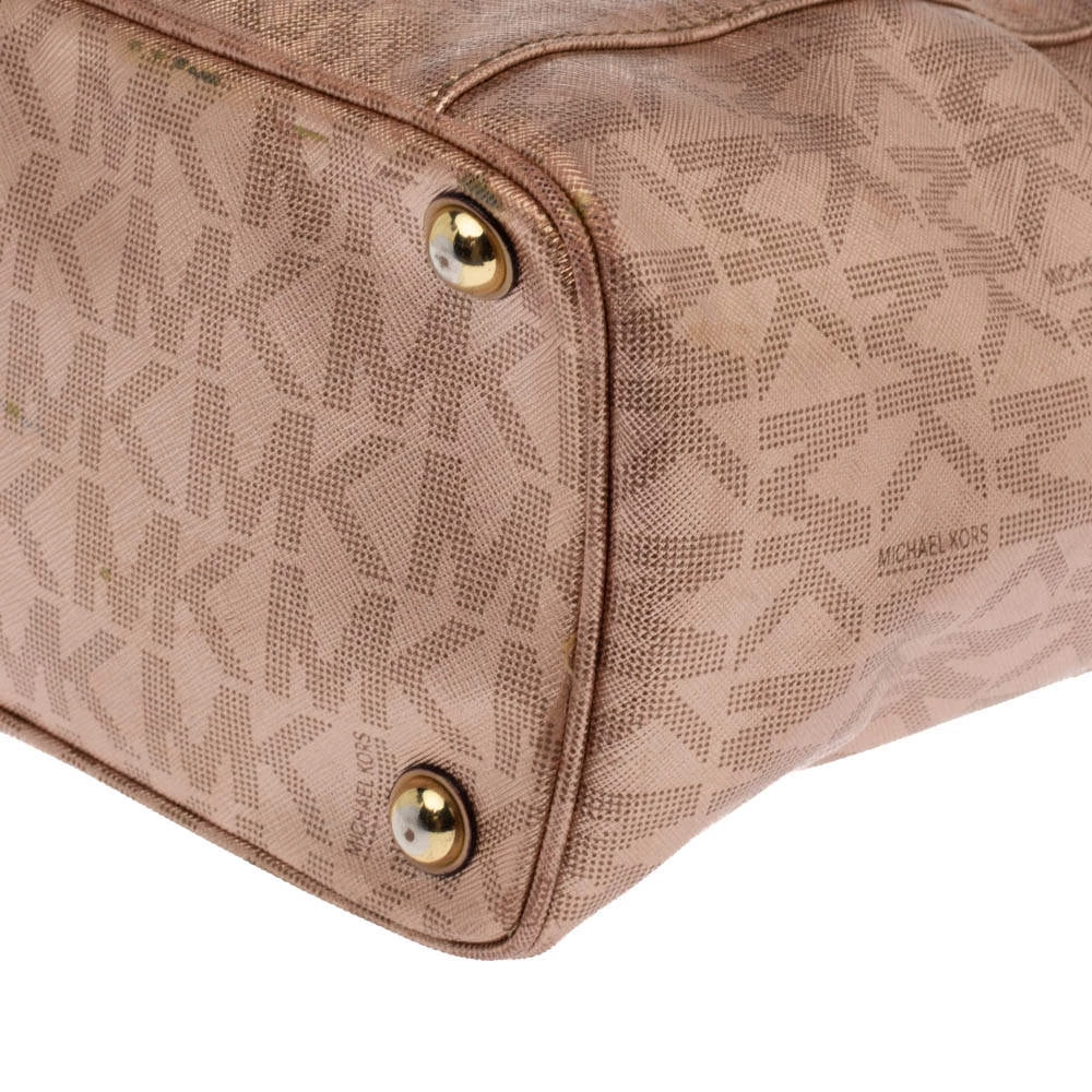 MICHAEL Michael Kors Rose Gold Signature Leather Jet Set East West Tote For Women - Image 11
