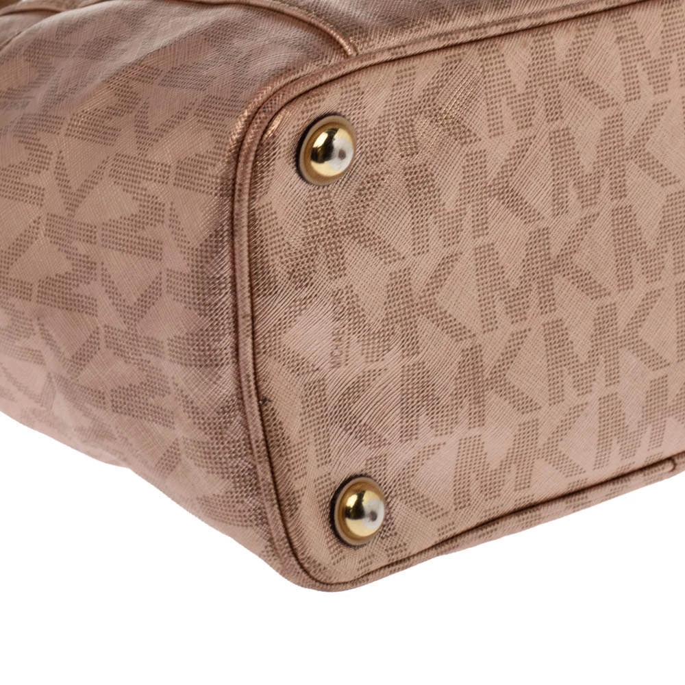 MICHAEL Michael Kors Rose Gold Signature Leather Jet Set East West Tote For Women - Image 10