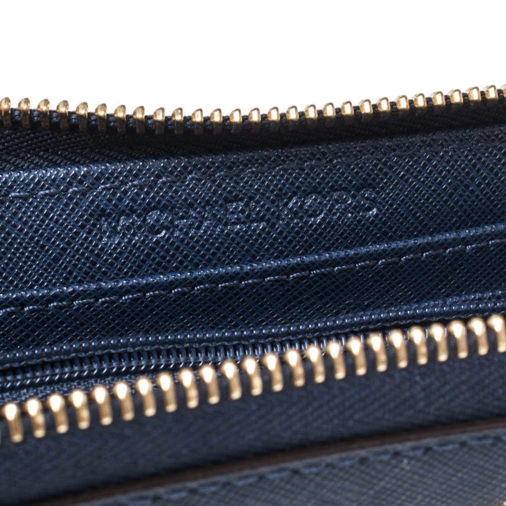 Michael Kors Navy Blue Leather Zip Around Wristlet Wallet For Women - Image 7