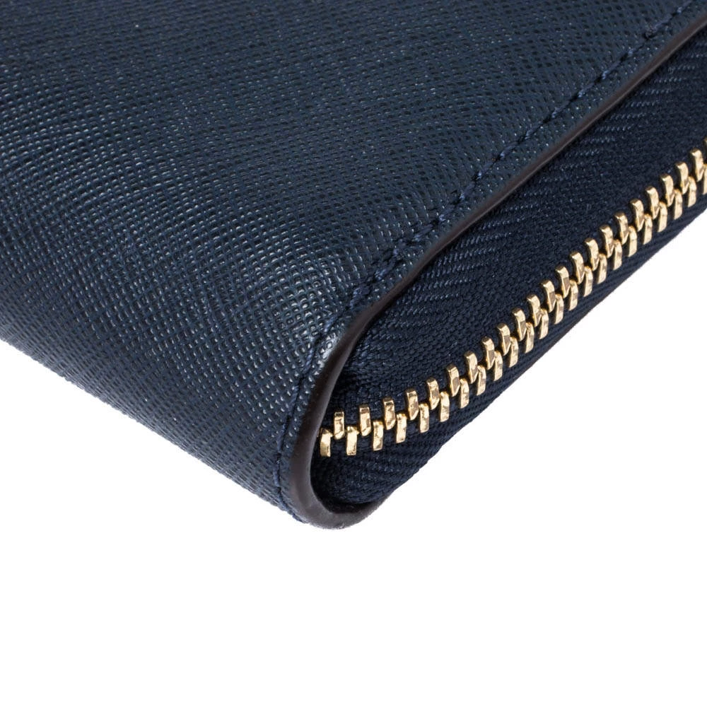 Michael Kors Navy Blue Leather Zip Around Wristlet Wallet For Women - Image 9