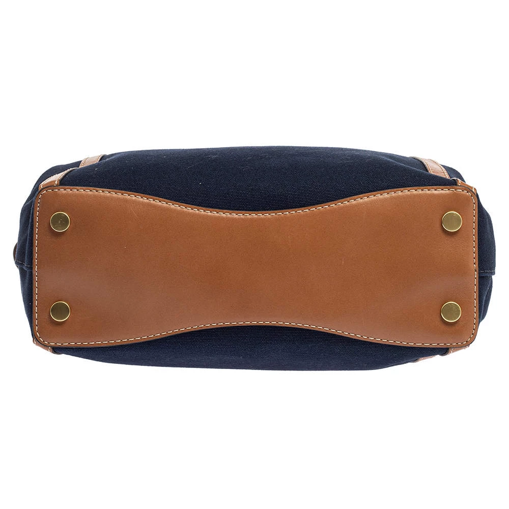 Michael Kors Blue/Brown Denim And Leather Large Raven Shoulder Bag For Women - Image 6