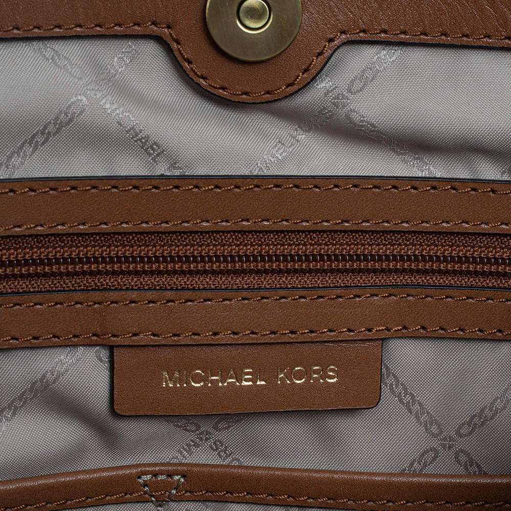 Michael Kors Blue/Brown Denim And Leather Large Raven Shoulder Bag For Women - Image 9