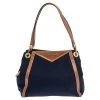 Michael Kors Blue/Brown Denim And Leather Large Raven Shoulder Bag For Women