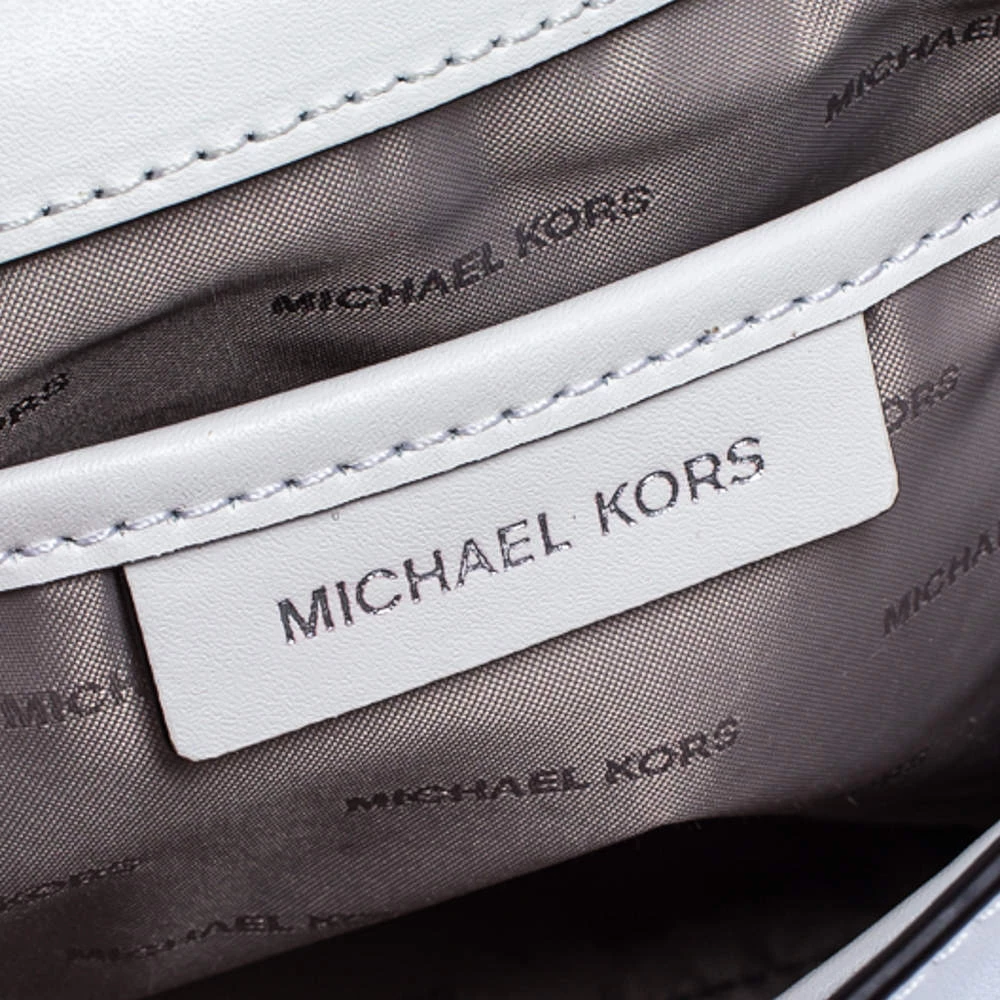 Michael Kors White Leather Mott Top Handle Bag For Women - Image 11