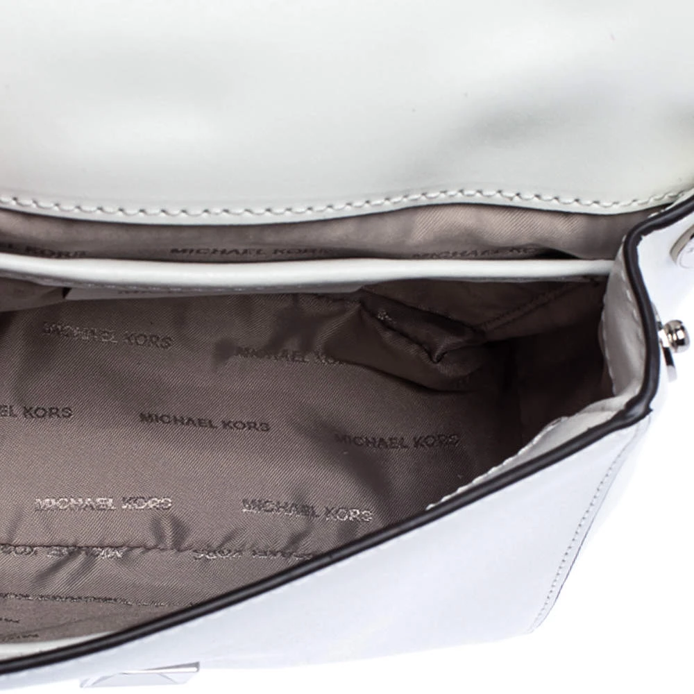 Michael Kors White Leather Mott Top Handle Bag For Women - Image 10