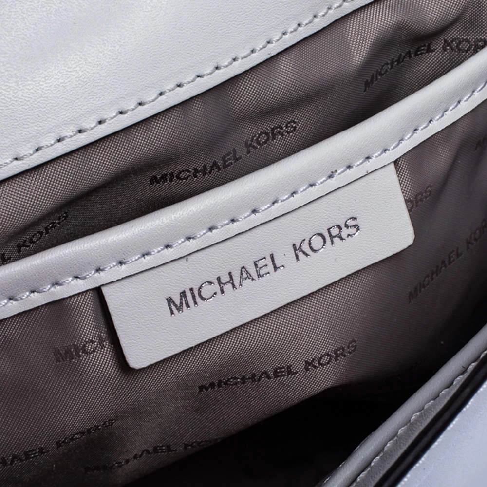 Michael Kors White Leather Mott Top Handle Bag For Women - Image 12