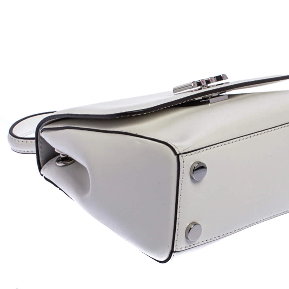 Michael Kors White Leather Mott Top Handle Bag For Women - Image 17