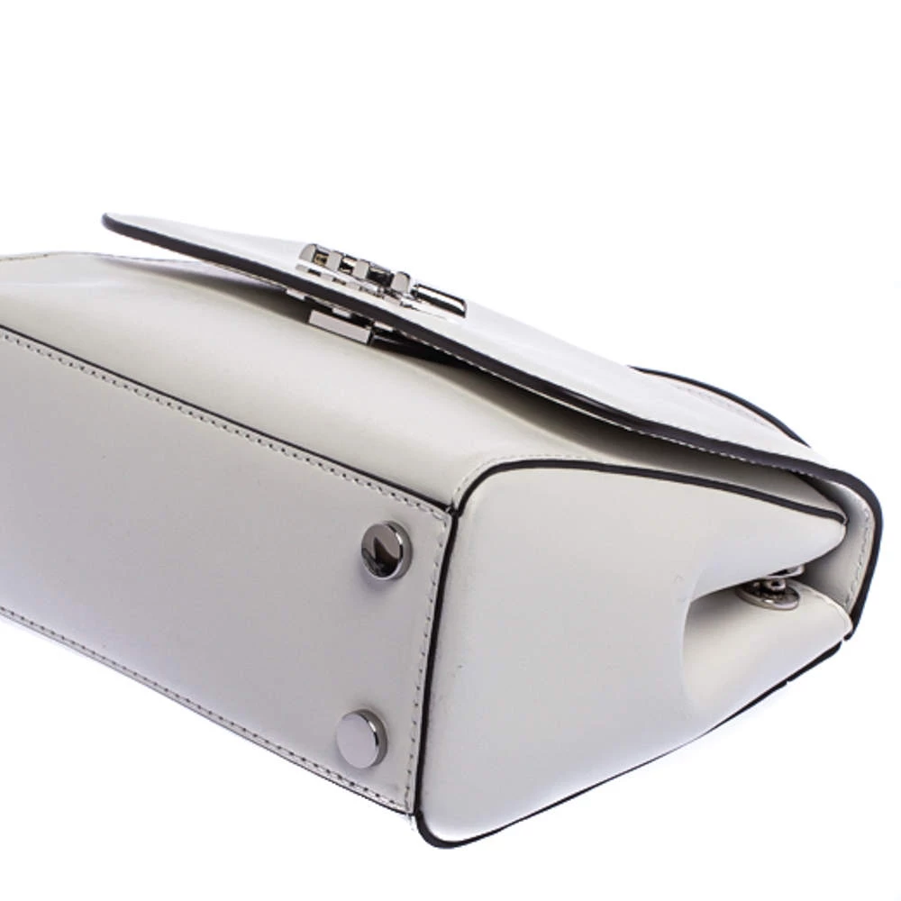 Michael Kors White Leather Mott Top Handle Bag For Women - Image 18