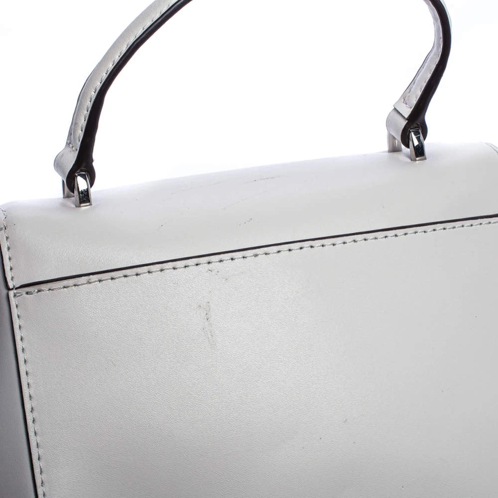 Michael Kors White Leather Mott Top Handle Bag For Women - Image 7